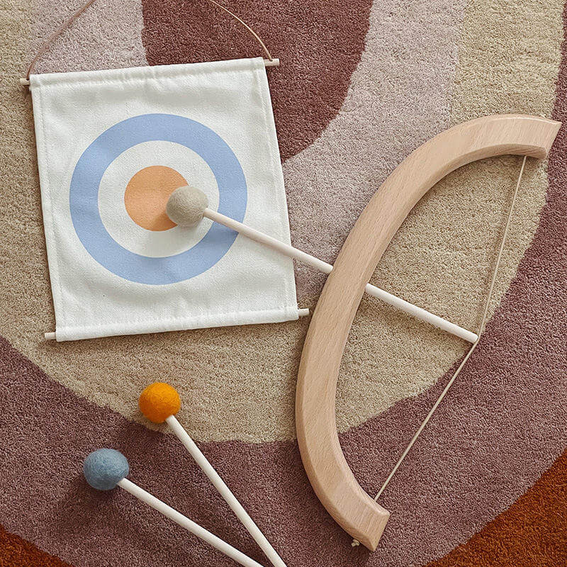 Wooden Bow and Arrow Toy with Soft-Tip Arrows and Target