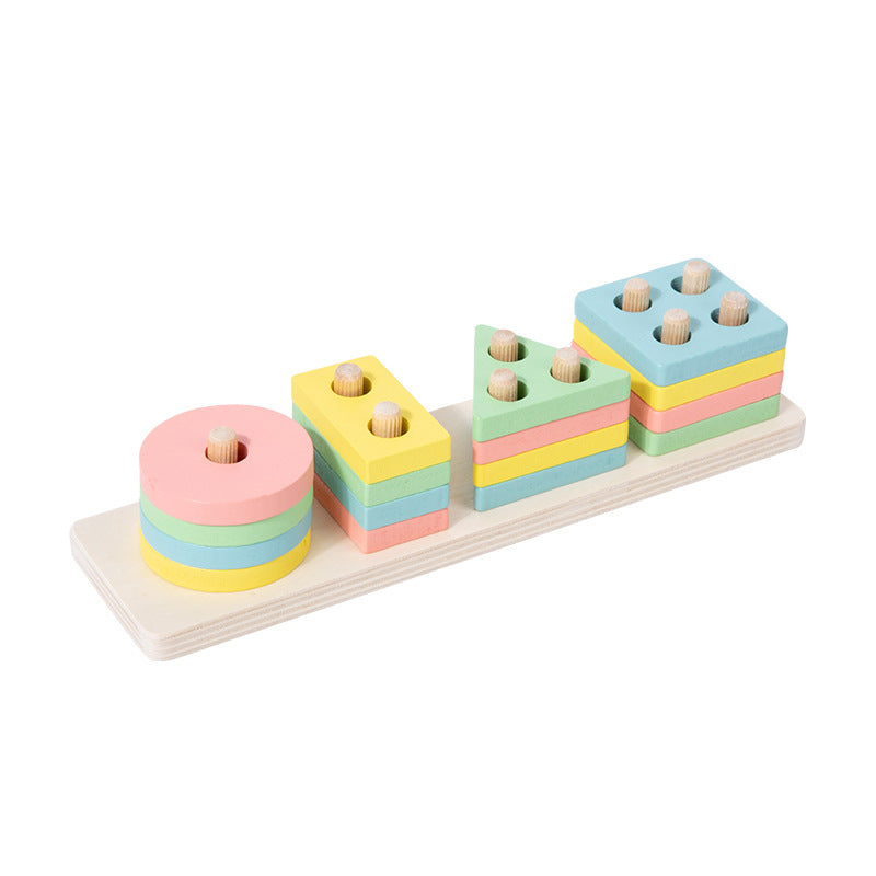 Wooden Shape Sorter Toy with Colorful Stacking Blocks