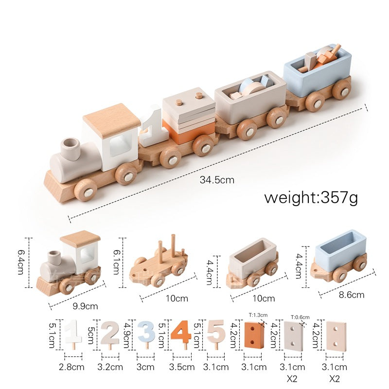 Wooden Toy Train Set with Stackable Blocks