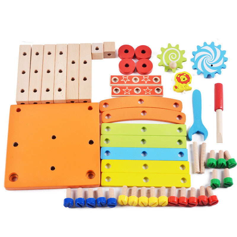 Wooden Construction Toy with Chair Building Project