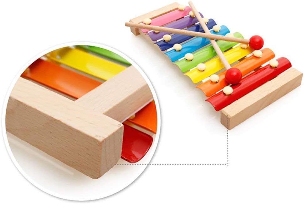 Wooden Xylophone with 8 Colorful Metal Keys