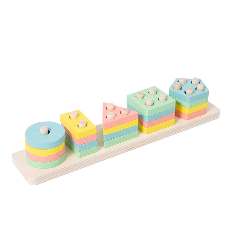 Wooden Shape Sorter Toy with Colorful Stacking Blocks