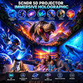 5D Holographic Projector with Galaxy and Ocean Scenes