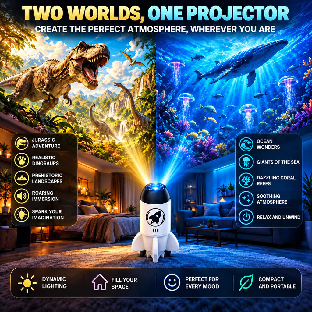 5D Holographic Projector with Galaxy and Ocean Scenes