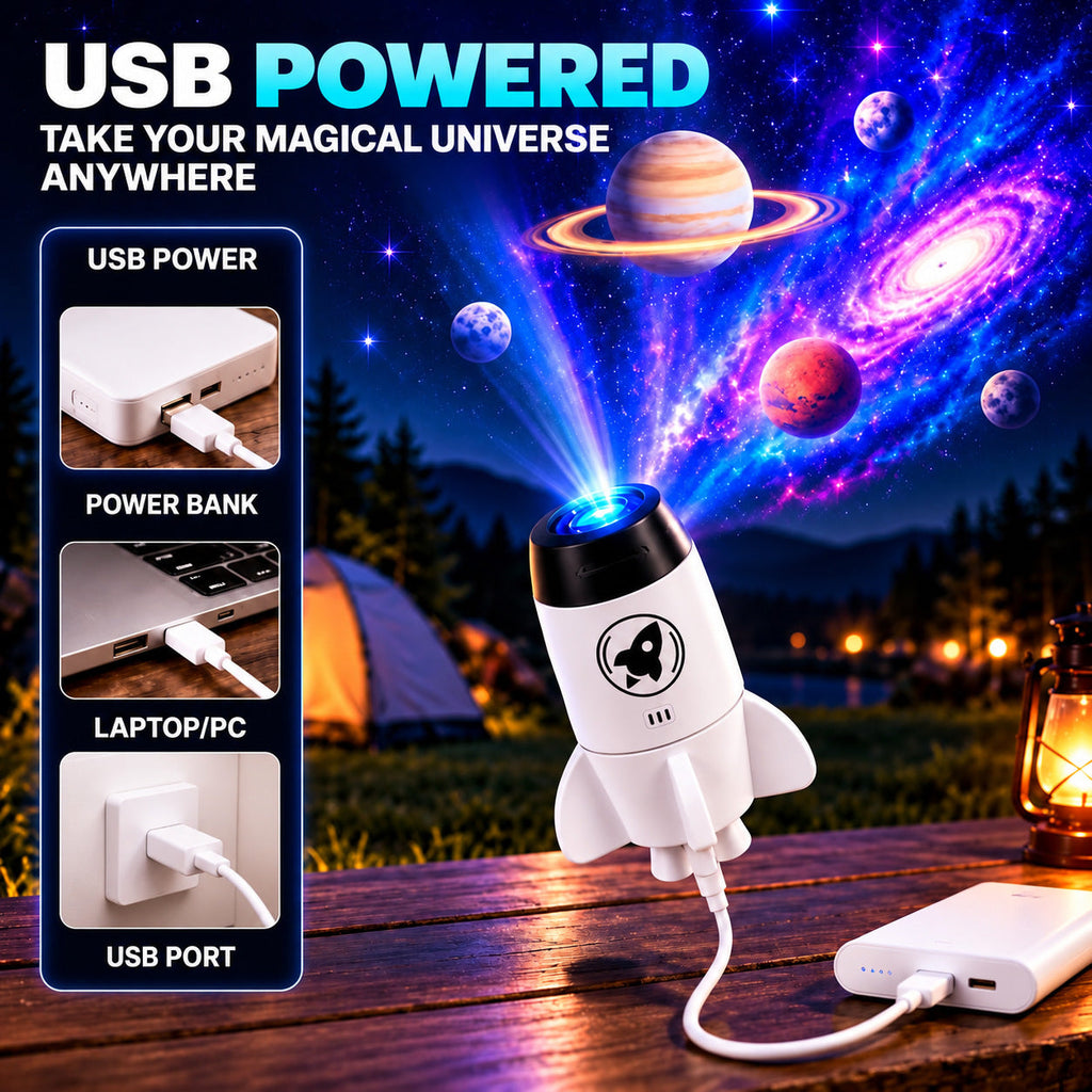 5D Holographic Projector with Galaxy and Ocean Scenes