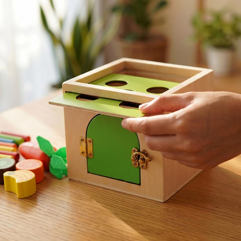 Wooden Sorting Toy, 6-in-1 Activity Box with Shapes