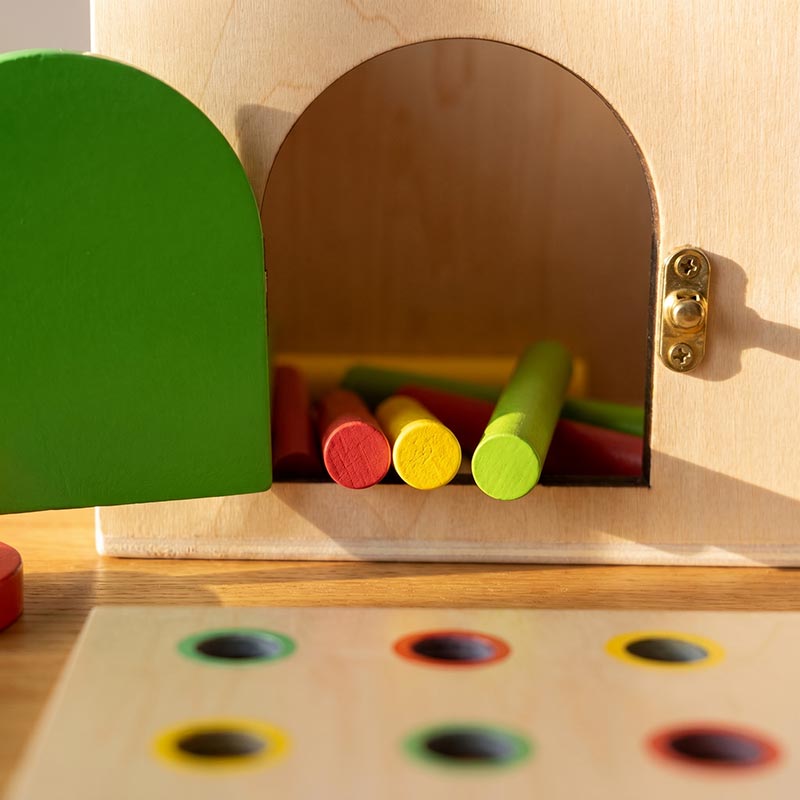 Wooden Sorting Toy, 6-in-1 Activity Box with Shapes