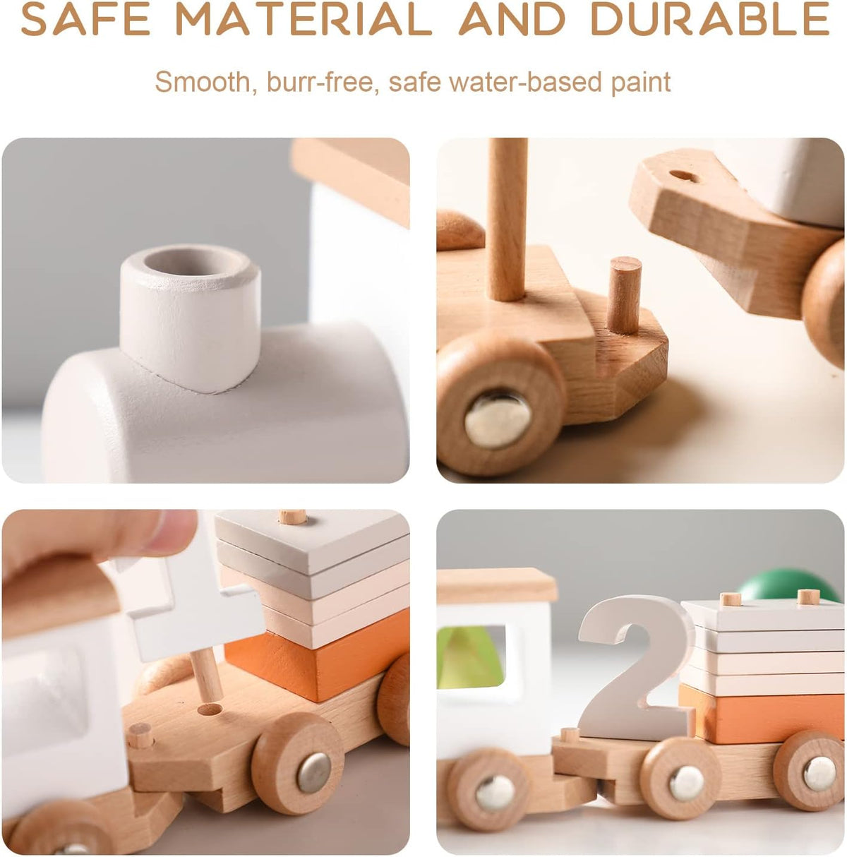 Wooden Toy Train Set with Stackable Blocks