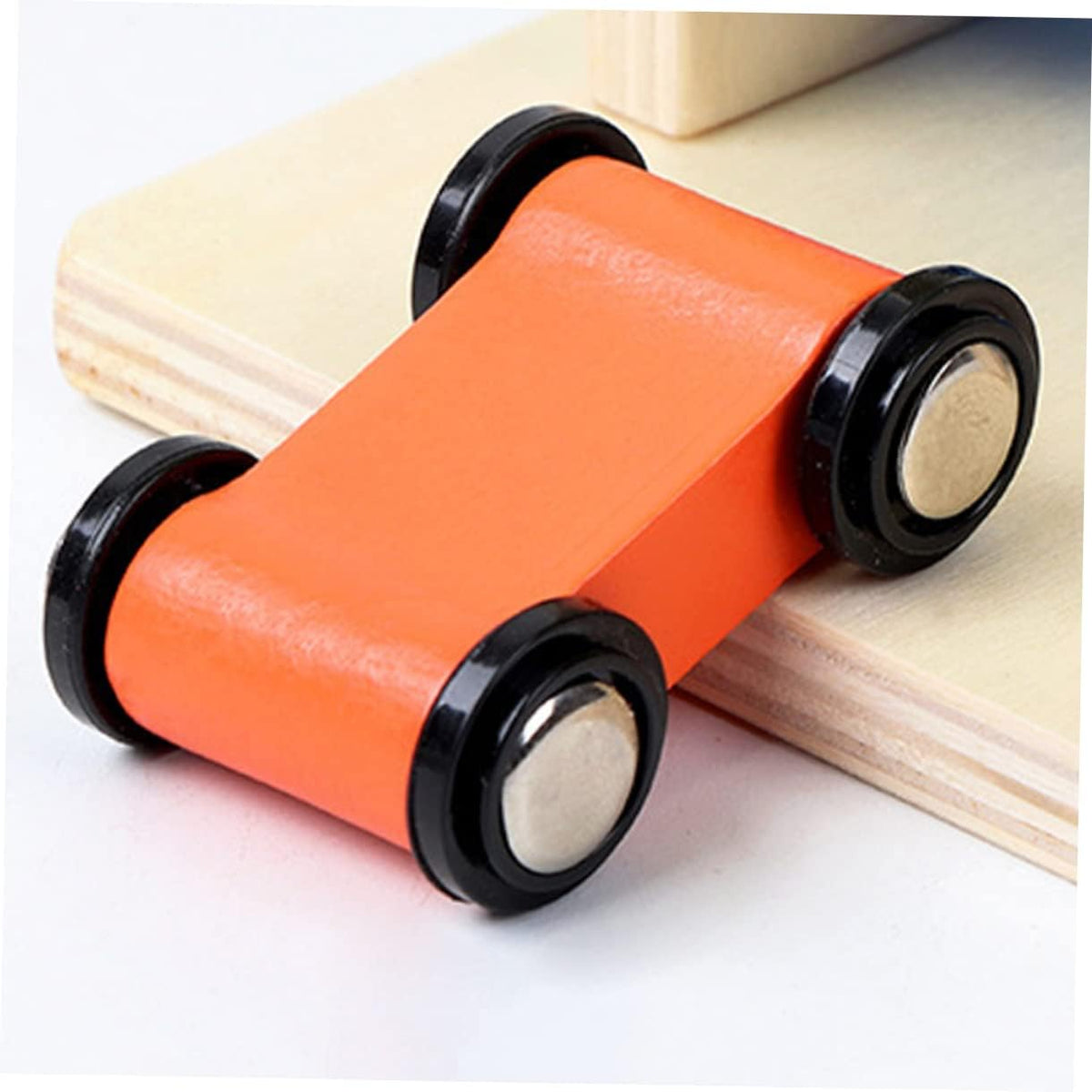 Wooden Car Ramp Toy with 4 Racing Cars