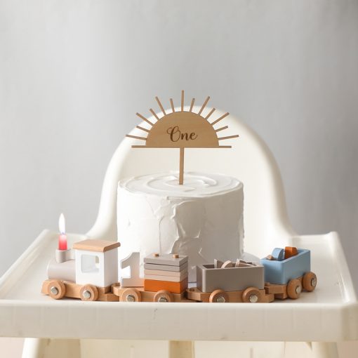 Wooden Toy Train Set with Stackable Blocks
