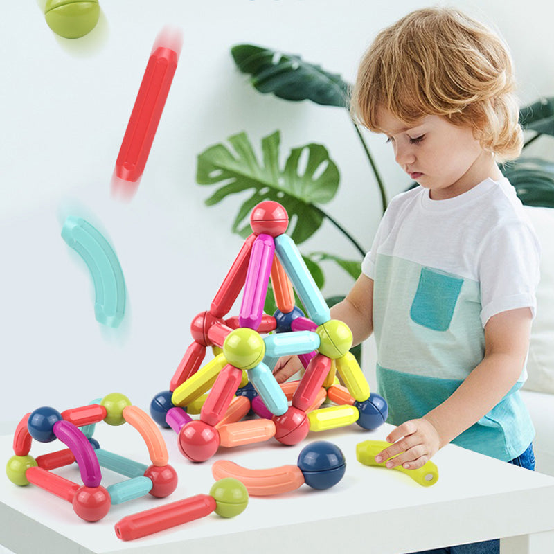 Magnetic Building Blocks Set with Colorful Bars and Balls