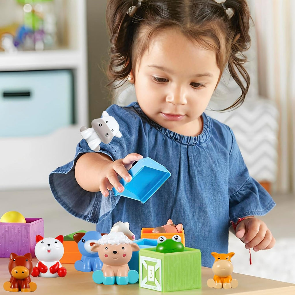 Stacking Barn Toys with 10 Farm Animals and Numbered Houses
