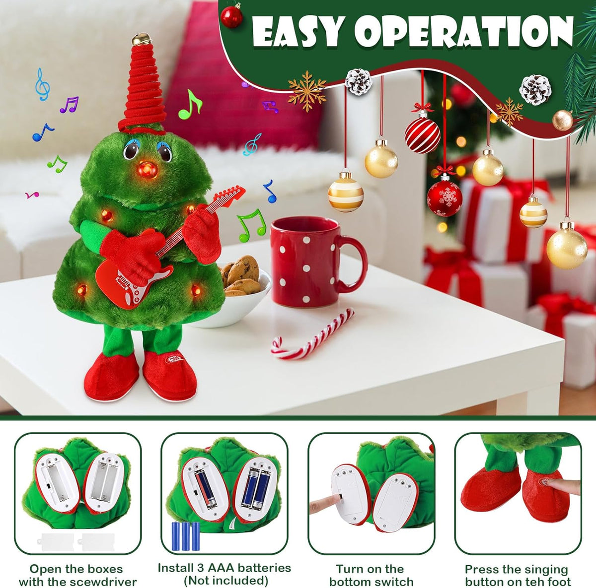 Dancing Singing Christmas Tree with Musical Instrument