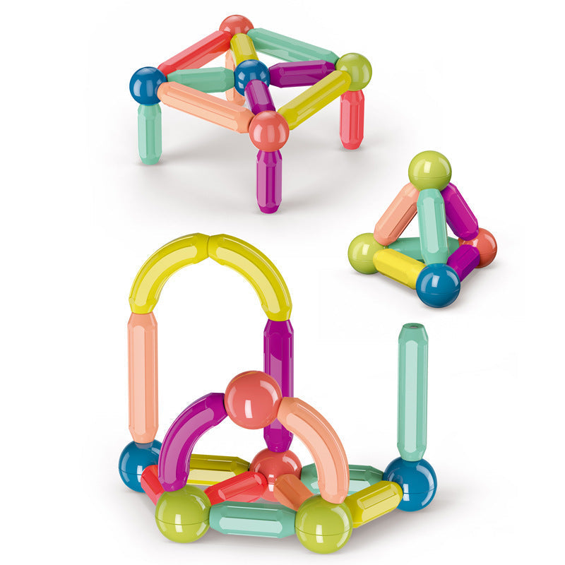 Magnetic Building Blocks Set with Colorful Bars and Balls