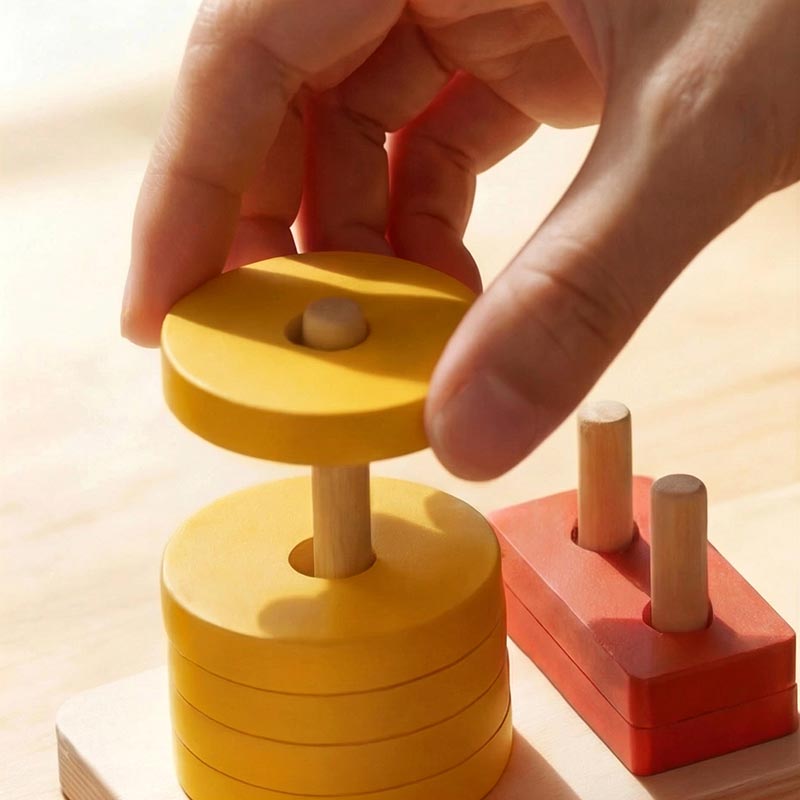 Shape Sorting Toy with 20 Colorful Wooden Pieces
