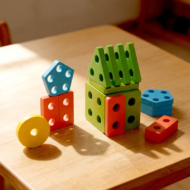 Shape Sorting Toy with 20 Colorful Wooden Pieces