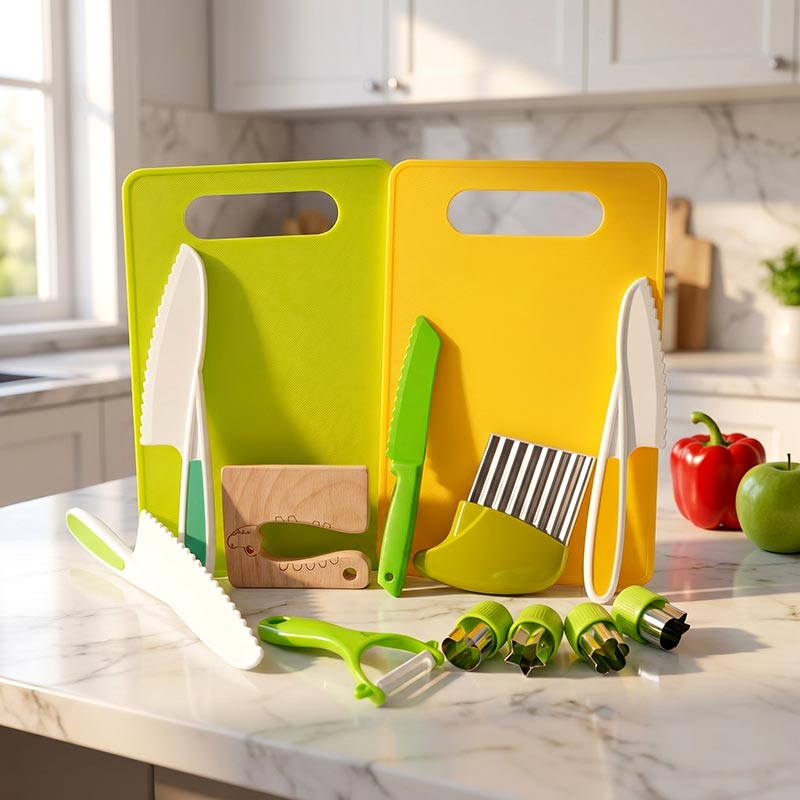Kids Cooking Tools Set with Cutting Boards and Knives