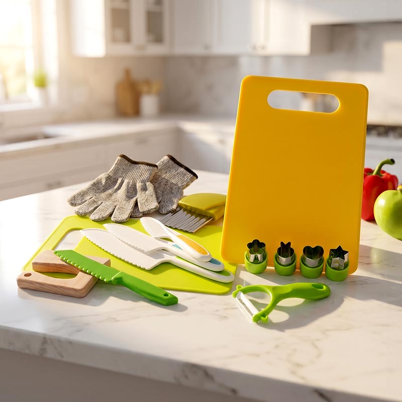 Kids Cooking Tools Set with Cutting Boards and Knives