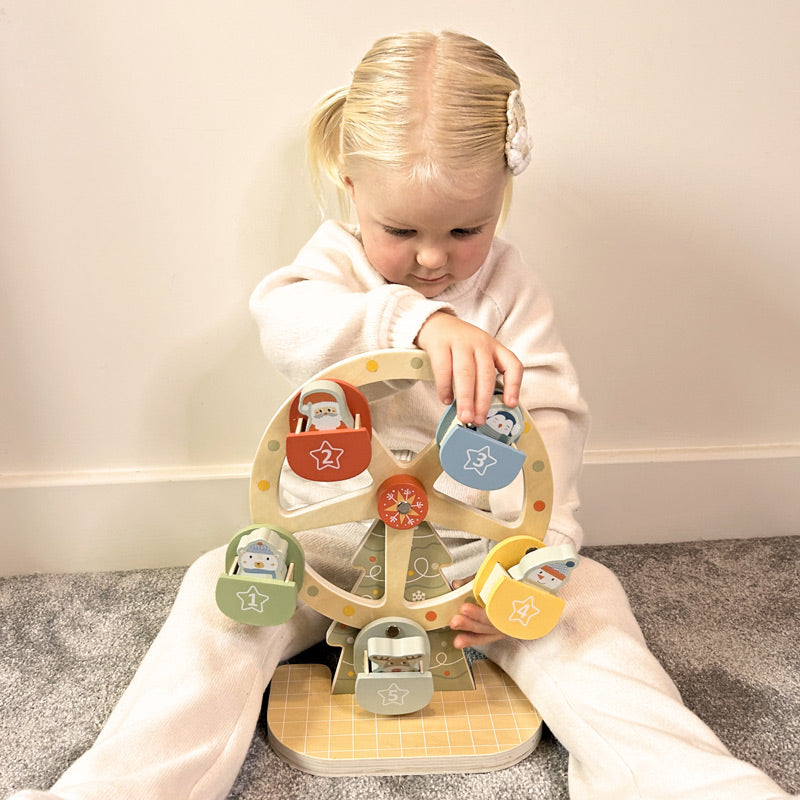 Wooden Ferris Wheel Toy with Christmas Figurines