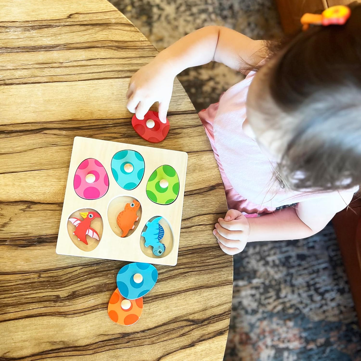 Dinosaur Puzzle Toy with Eggs and Matching Shapes