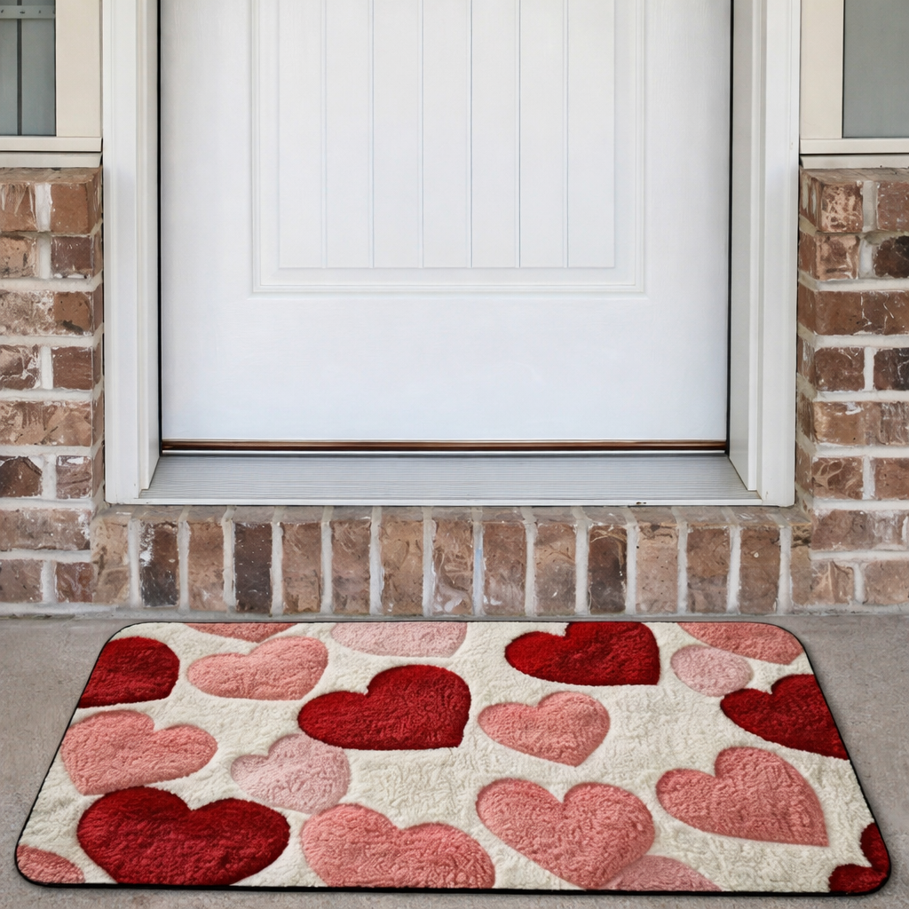 Doormat Heart Pattern Entry Floor Rug