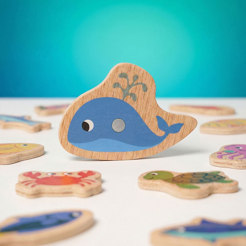 Magnetic Fishing Game with 51 Wooden Fish and 3 Rods
