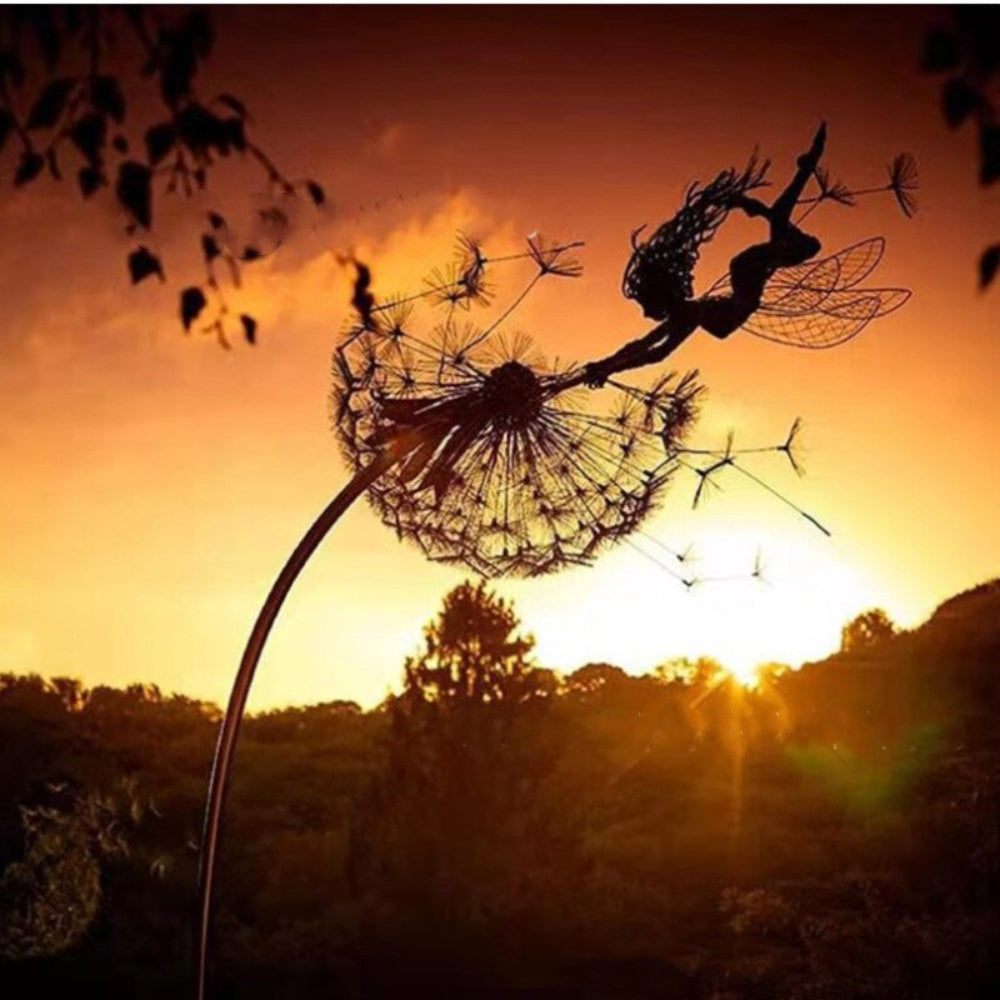Garden Sculpture Metal Fairy Outdoor Yard Art Decor