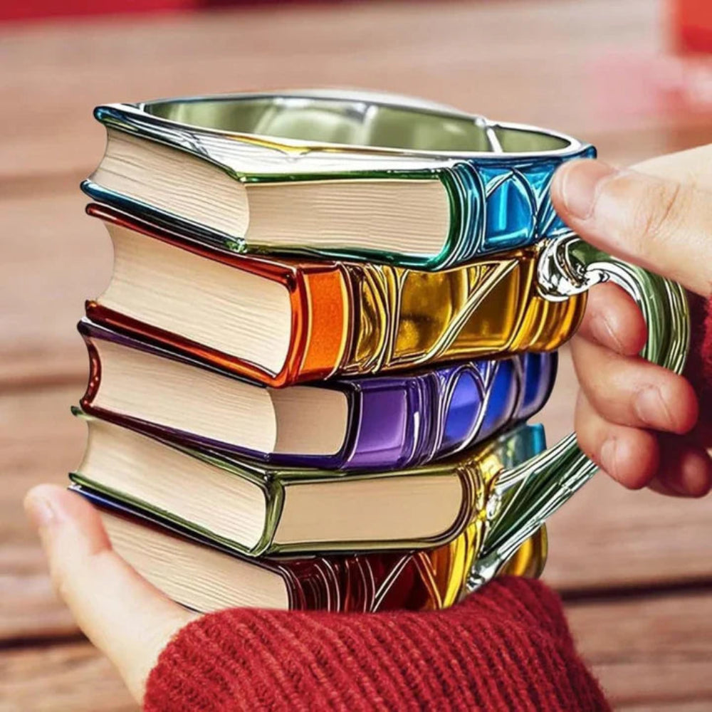 Glass Coffee Mug 3D Book Design Literary Gift Cup