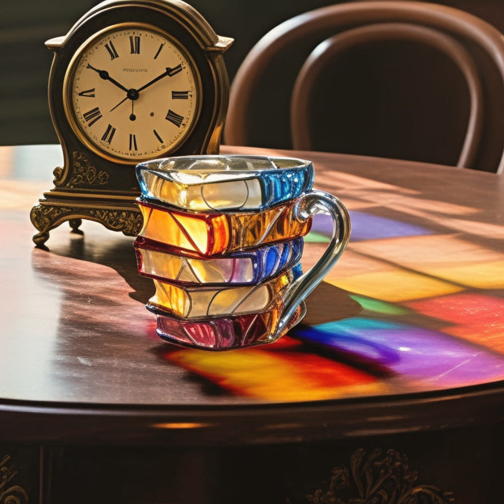 Glass Coffee Mug 3D Book Design Literary Gift Cup