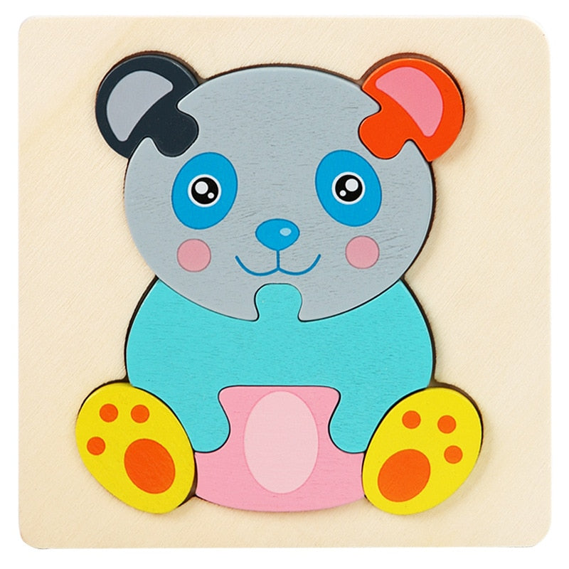 Wooden Animal Puzzle Set, 6 Montessori Toddler Puzzles