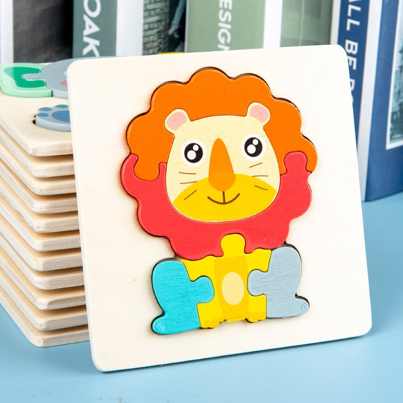 Wooden Animal Puzzle Set, 6 Montessori Toddler Puzzles