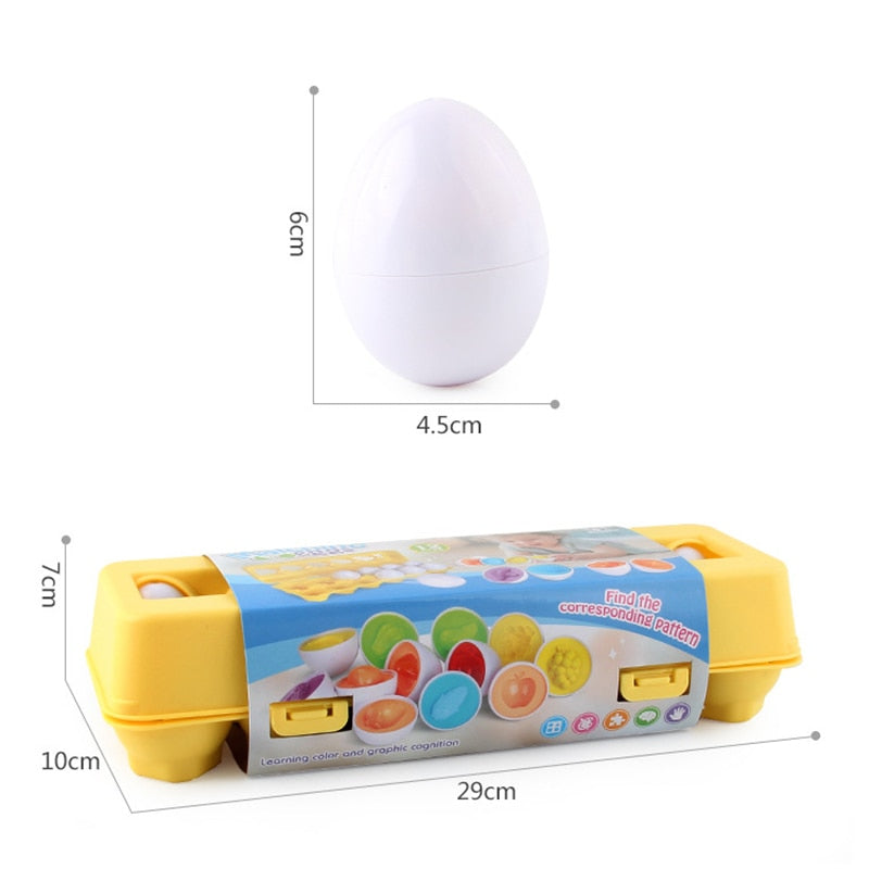 Shape Sorting Eggs Matching Game with Storage Carton