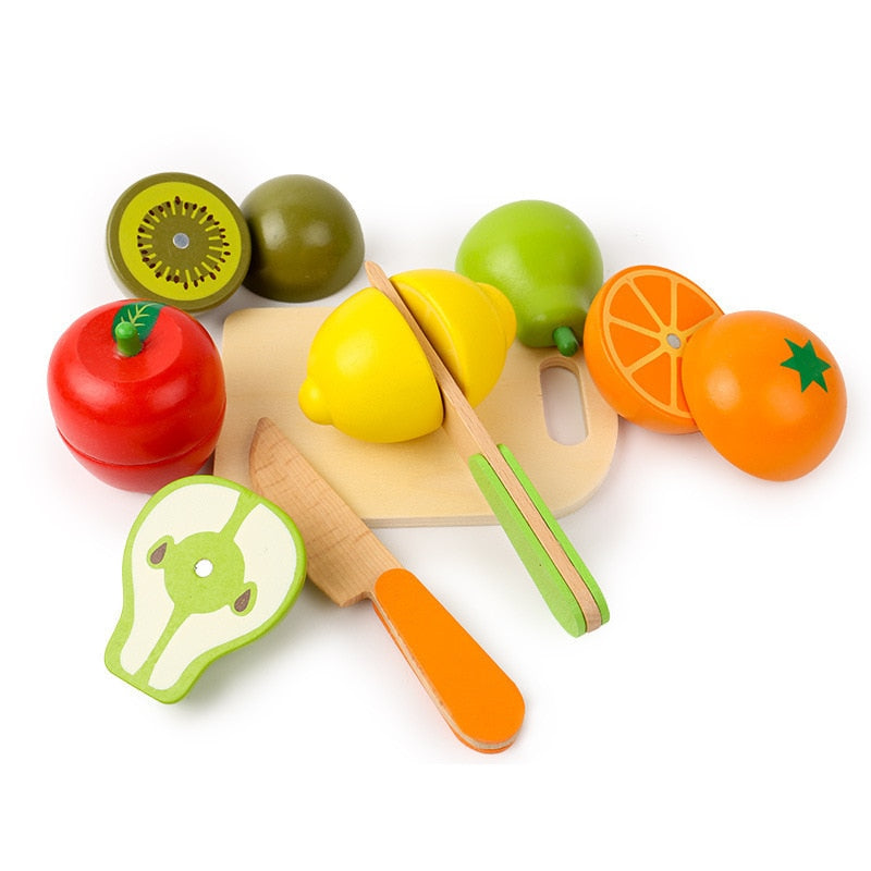 Wooden Cutting Toy Set with Fruits and Vegetables
