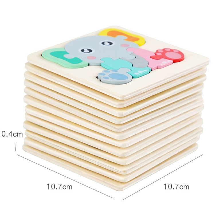 Wooden Animal Puzzle Set, 6 Montessori Toddler Puzzles