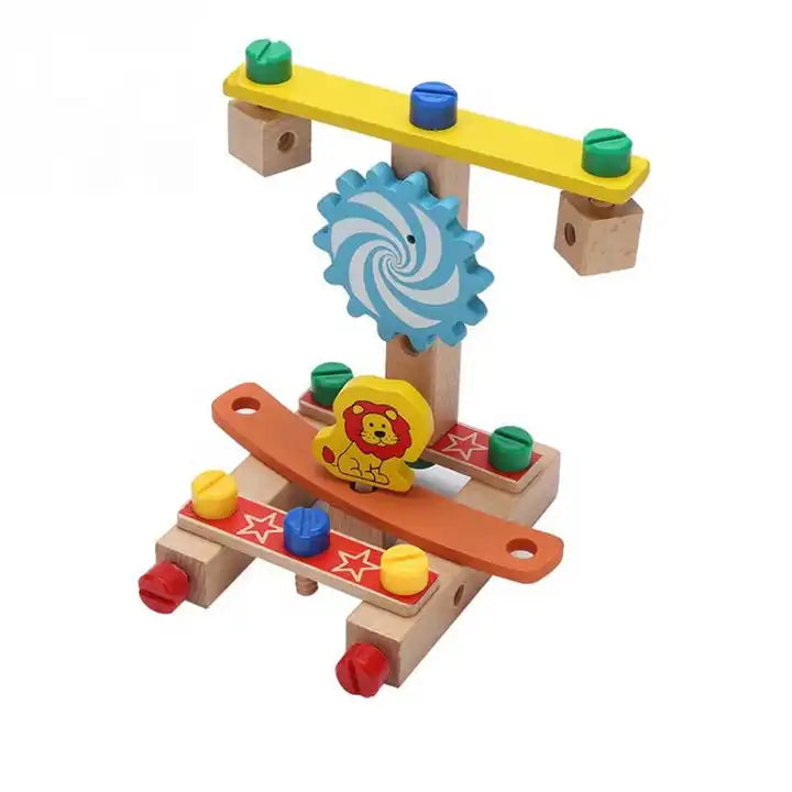 Wooden Construction Toy with Chair Building Project