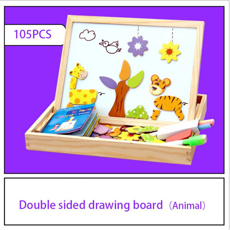Magnetic Puzzle Board with Drawing Surface and Storage