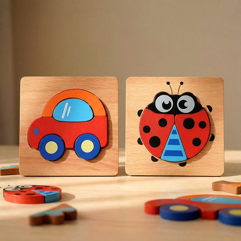 Wooden Owl Puzzle Set with Night Sky Theme