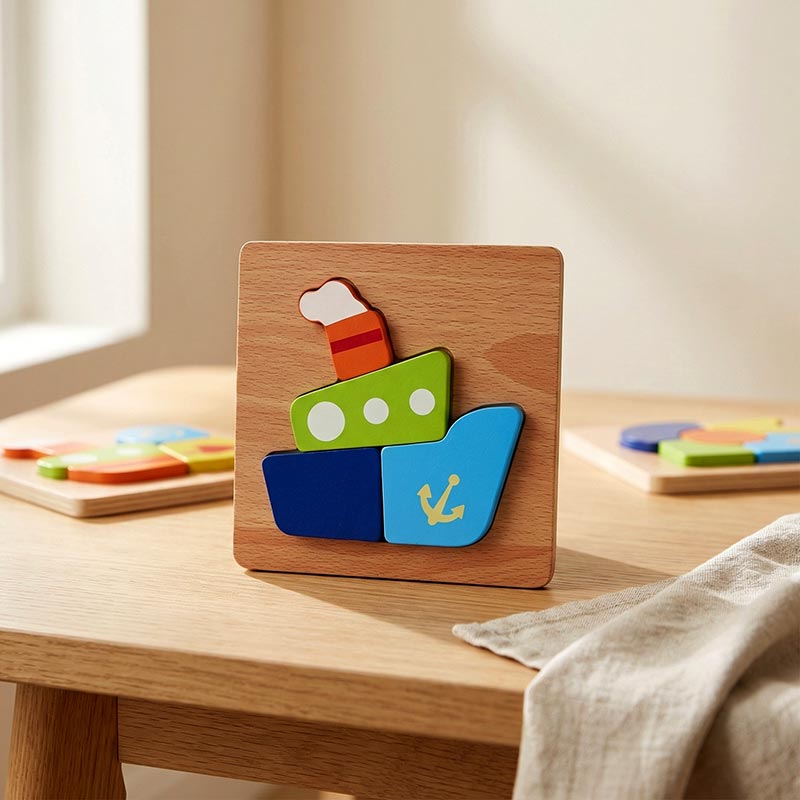 Wooden Owl Puzzle Set with Night Sky Theme