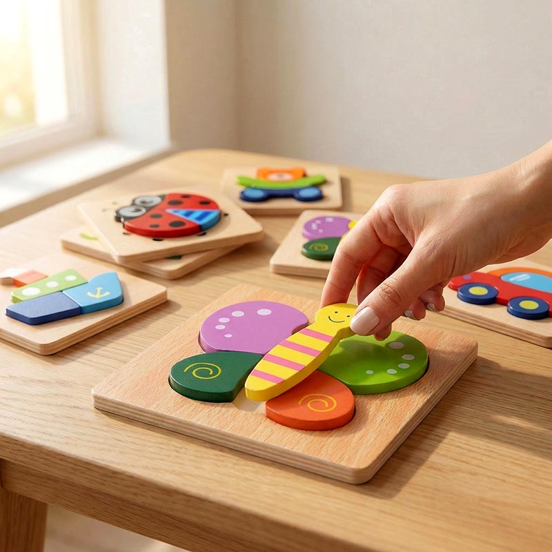 Wooden Owl Puzzle Set with Night Sky Theme