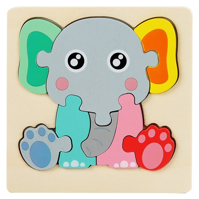 Wooden Animal Puzzle Set, 6 Montessori Toddler Puzzles