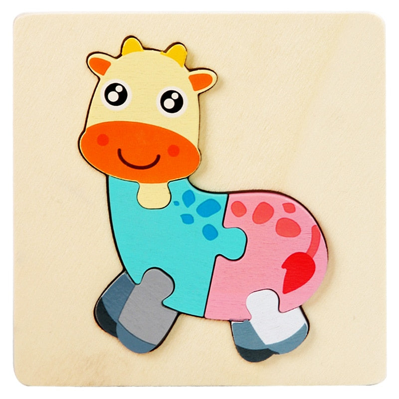 Wooden Animal Puzzle Set, 6 Montessori Toddler Puzzles