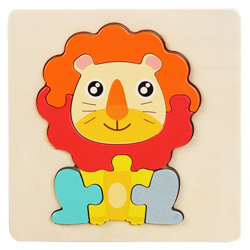 Wooden Animal Puzzle Set, 6 Montessori Toddler Puzzles