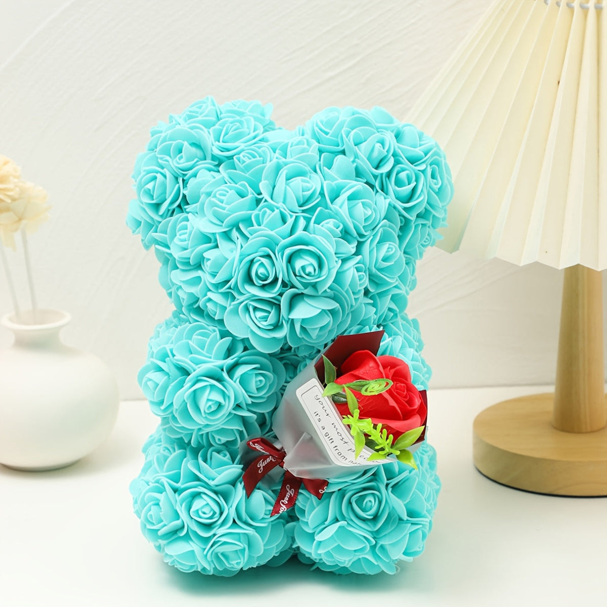 Home Decor Rose Bear Table Display
