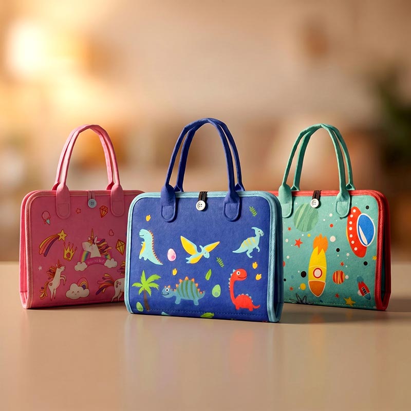 Felt Activity Bag with Space Theme and 8 Pages