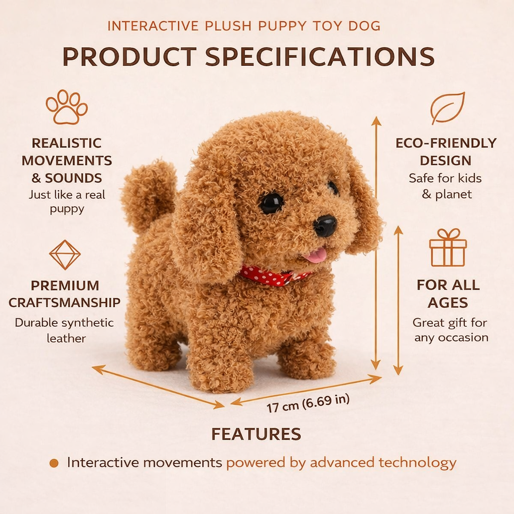 Interactive Robot Dog Plush Puppy Toy Realistic Movement