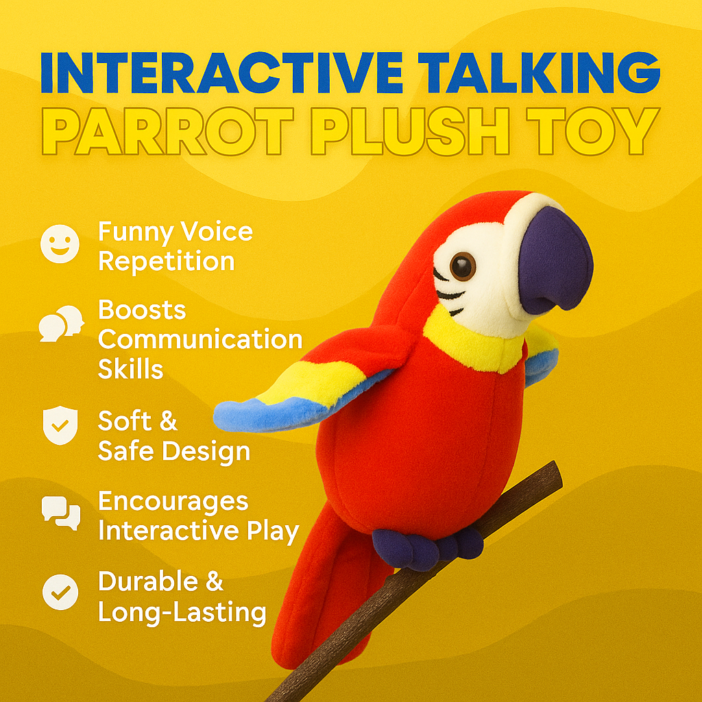 Toy Parrot Talking Plush Interactive Kids Learning Voice Repeat