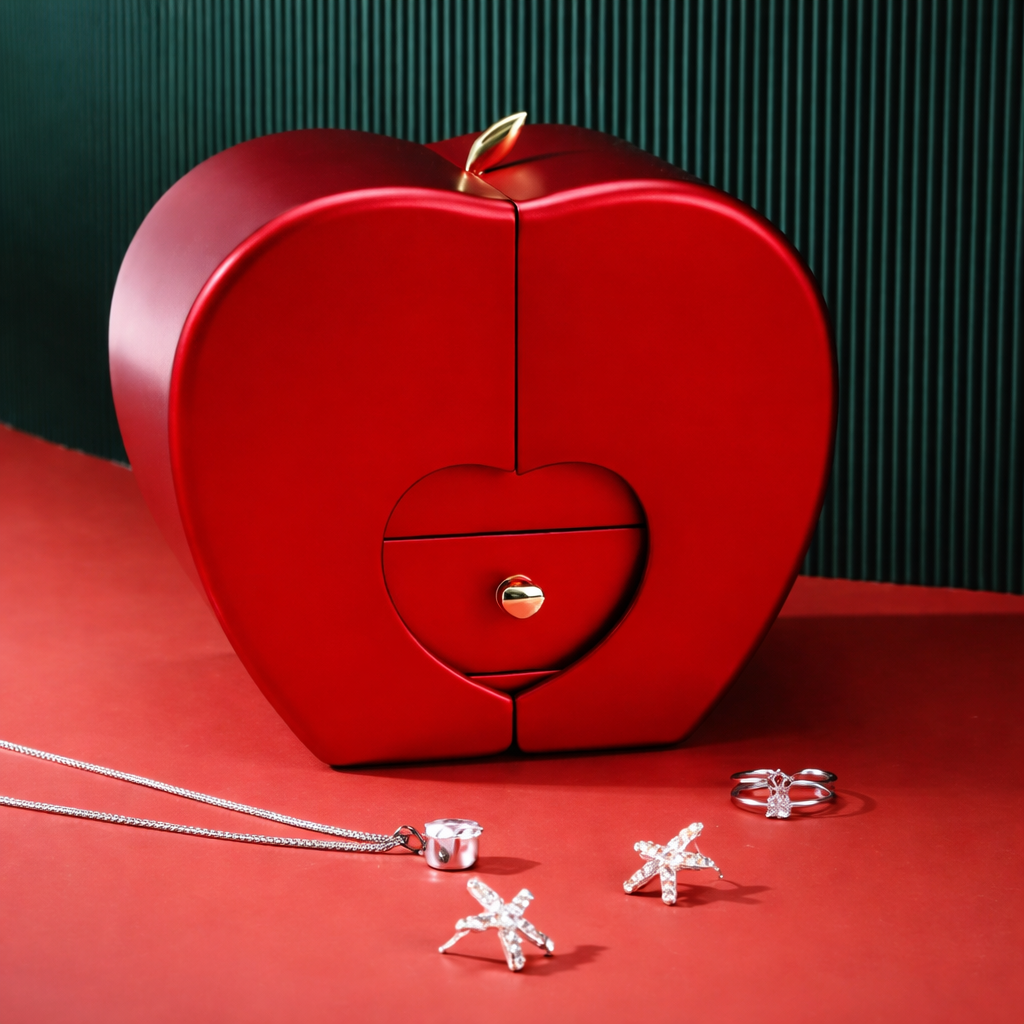Jewelry Box Rose Gift Apple Design Decorative Storage Display