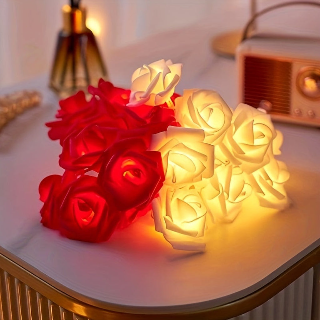 Fairy Lights Rose Flower Basket Battery Powered