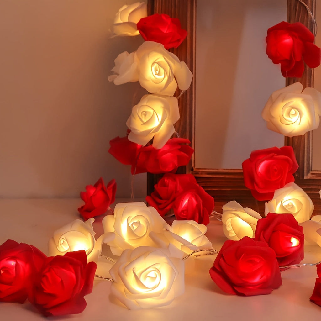 Fairy Lights Rose Flower Basket Battery Powered