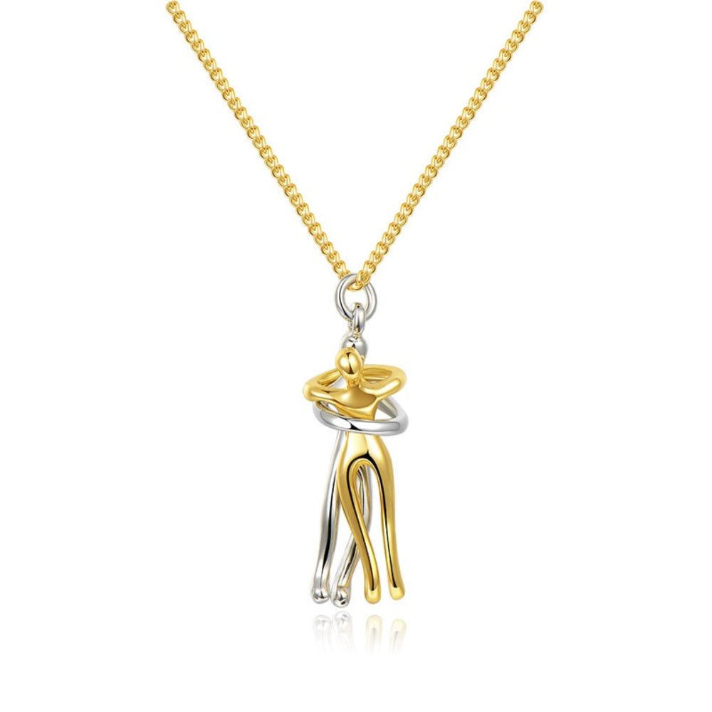 Necklace Abstract Couple Hug Pendant Stainless Steel Gift